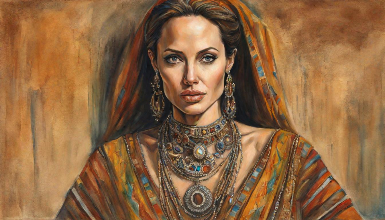 Angelina Jolie wearing berber clothes painted