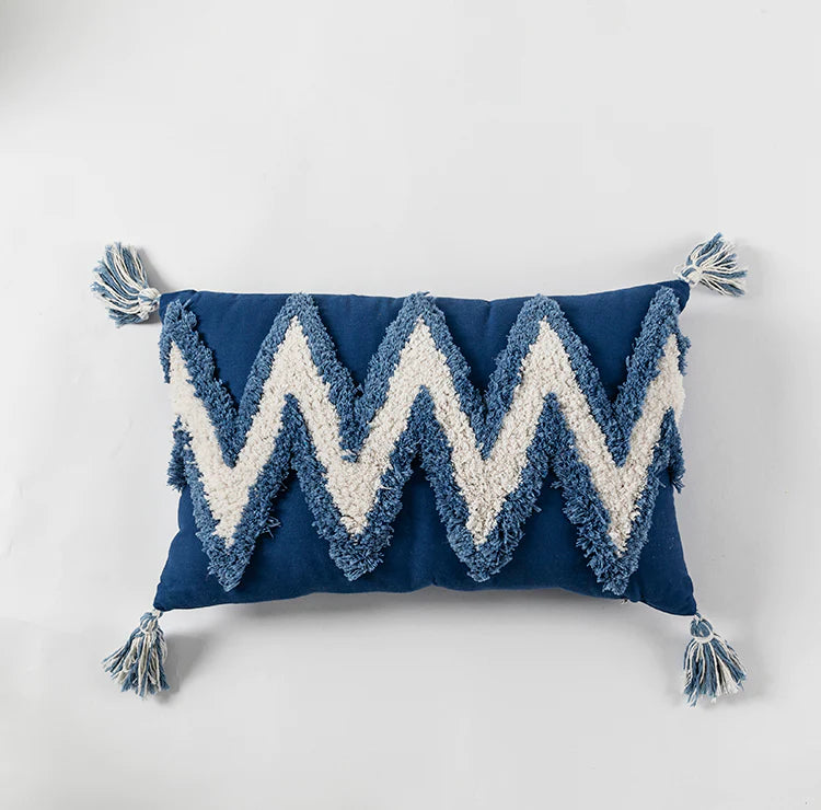 Moroccan Allure: Embrace the enchanting allure of Moroccan design with the Wave Blue Pillow, adding a touch of cultural richness to your space.
