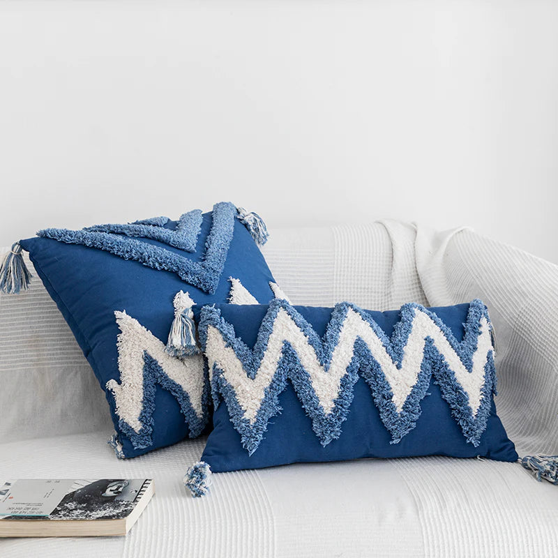 Versatile Accent: Whether placed on a sofa, bed, or chair, the Wave Blue Berber Pillow becomes a versatile and stylish accent to complement any interior.