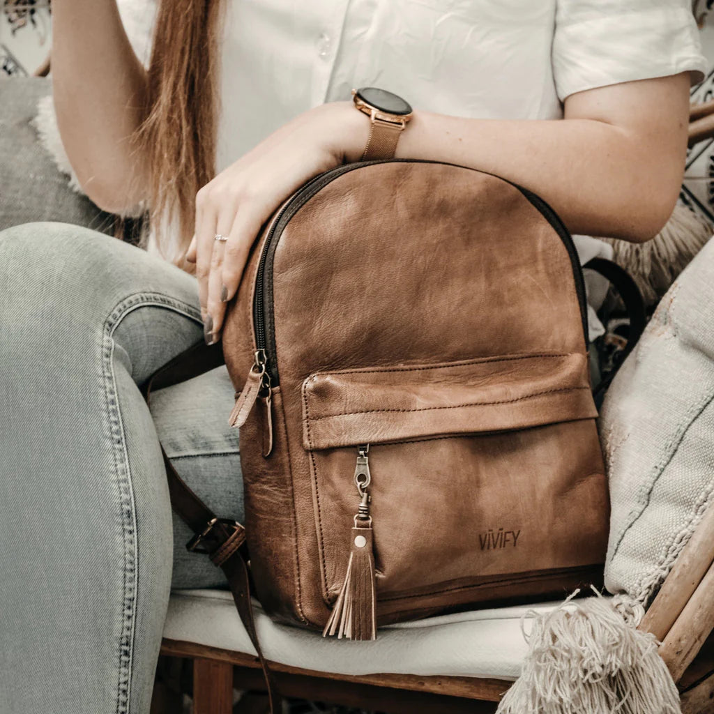 Sustainable Fashion for Independent Women: The &quot;Temara&quot; Small Backpack celebrates the power of independent women who care about ethical fashion and eco-friendly choices.