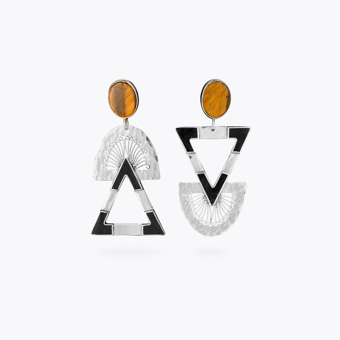 Ancestral Elegance: The Handmade Silver Tigers Eye Dangle Earrings evoke the timeless beauty of ancestral jewelry, passed down through generations.