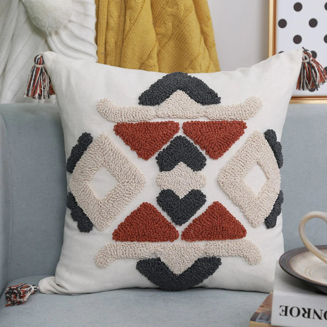 Bohemian-style Azilal patterned pillow: Embrace boho-chic vibes with this decorative pillow featuring tribal elements and a unique pattern. The cozy texture and vibrant colors make it a perfect addition to your home decor.