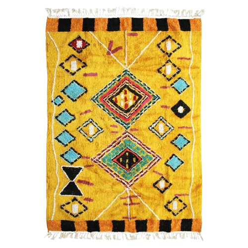 Cozy Comfort: Enjoy the comfort of this Berber cotton rug under your feet, inviting you to relax and bask in the beauty of its intricate design and radiant colors.