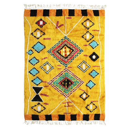 Cozy Comfort: Enjoy the comfort of this Berber cotton rug under your feet, inviting you to relax and bask in the beauty of its intricate design and radiant colors.